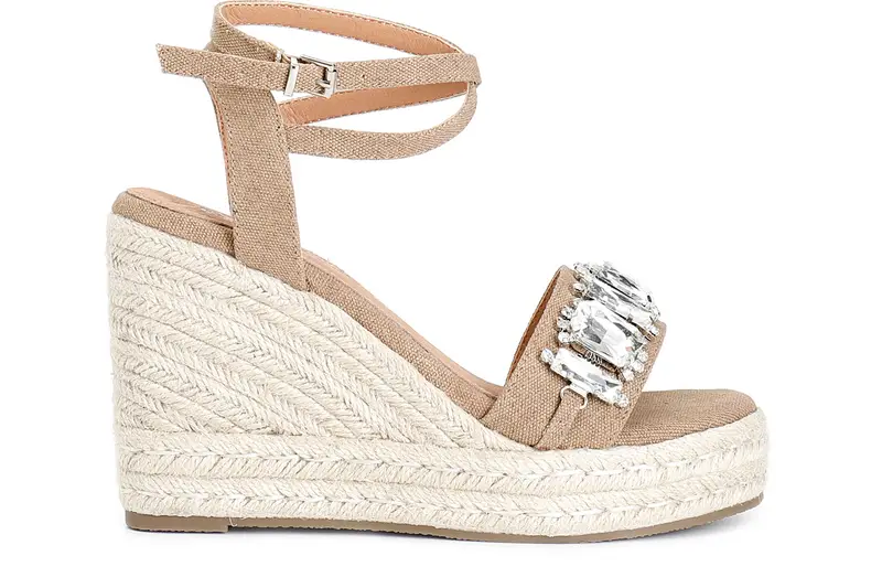 sandali in canvas con applicazioni sulla tomaia tabacco