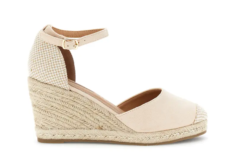 sandali in microfibra con zeppa beige