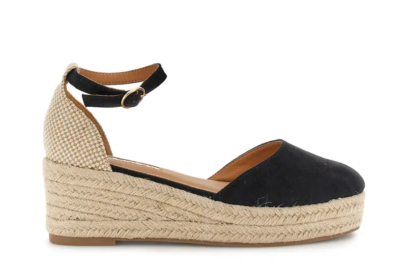 sandali in microfibra con zeppa nero