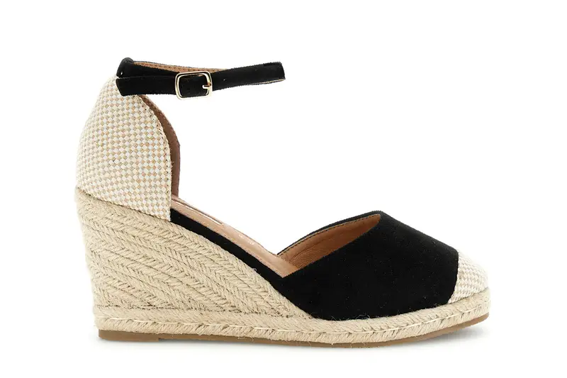 sandali in microfibra con zeppa nero