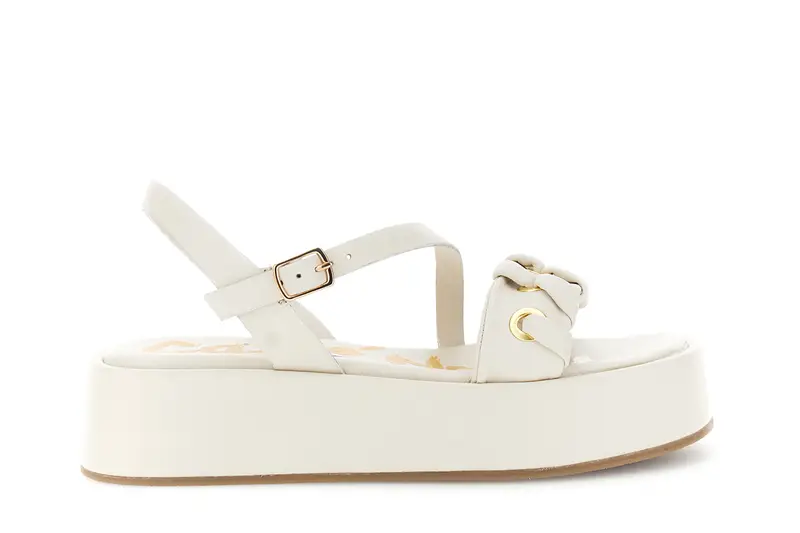 sandali in nappa con occhielli e infilatura avorio