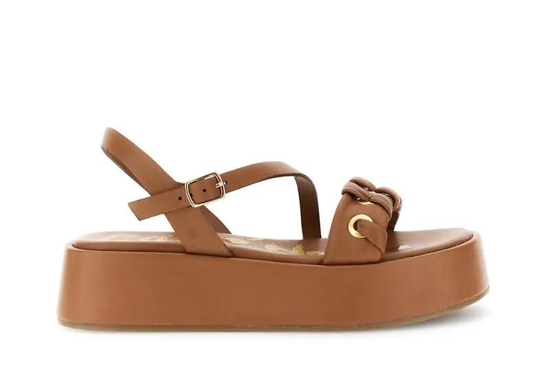 sandali in nappa con occhielli e infilatura cuoio