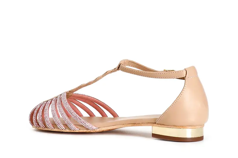 sandali in pelle con mignon strass nude miniatura 2