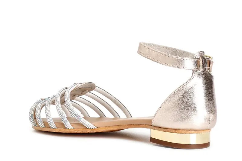 sandali in pelle con toppone mignon strass platino miniatura 2