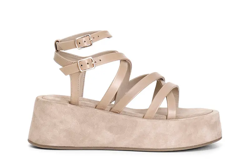 sandali in pelle multilistni incrociati sabbia