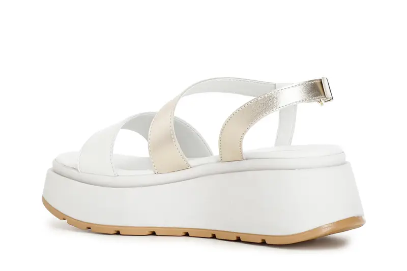 sandali in pelle su zeppa listino asimmetrico bianco miniatura 2