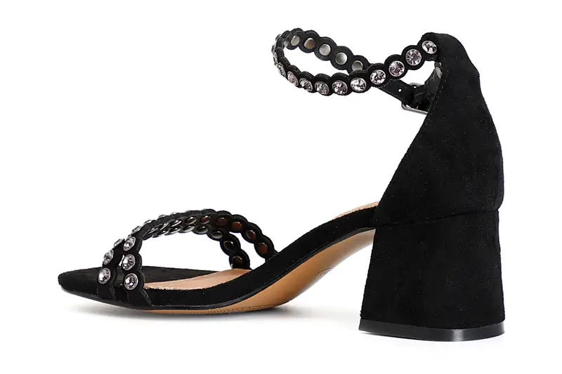 sandali toppone chiuso con strass nero miniatura 2