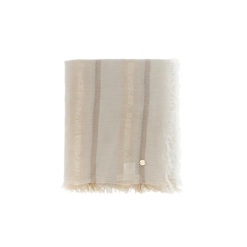 sciarpa a righe con dettagli lurex sabbia