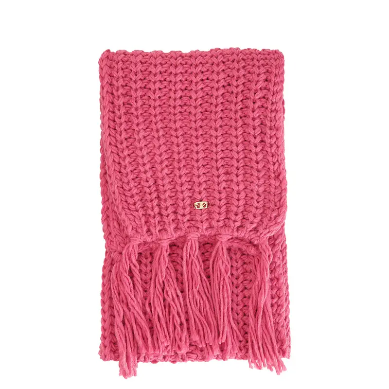 sciarpa con frange lavorata a treccia fuxia