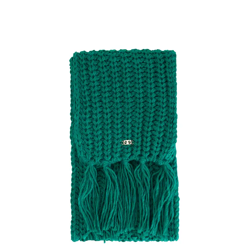 sciarpa con frange lavorata a treccia smeraldo