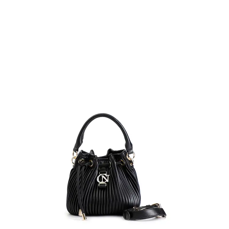 secchiello con coulisse in plissè nero