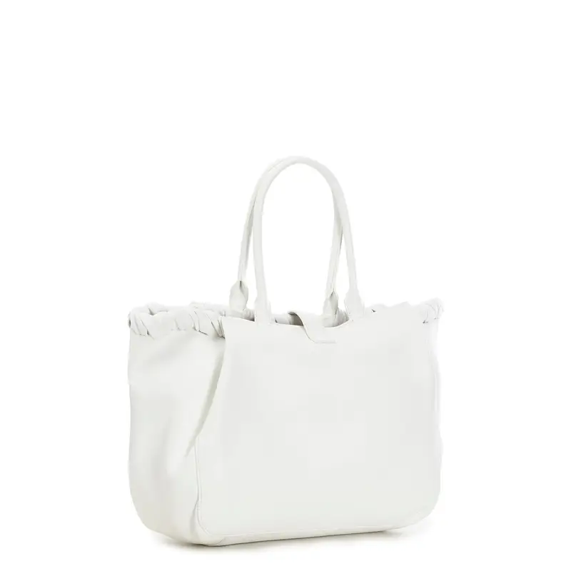 shopping bag morbida con infilature bianco miniatura 2