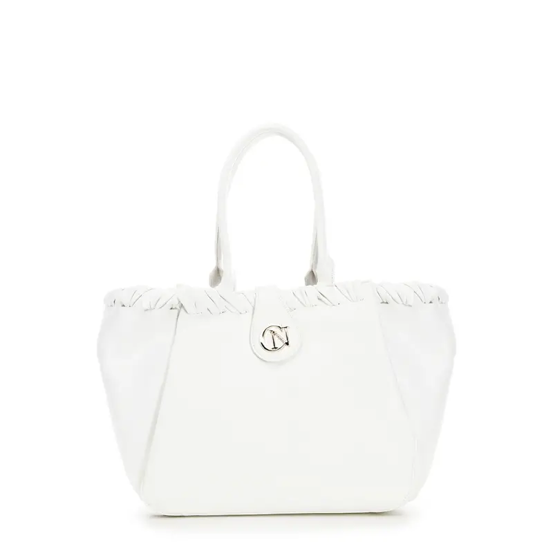 shopping bag morbida con infilature bianco