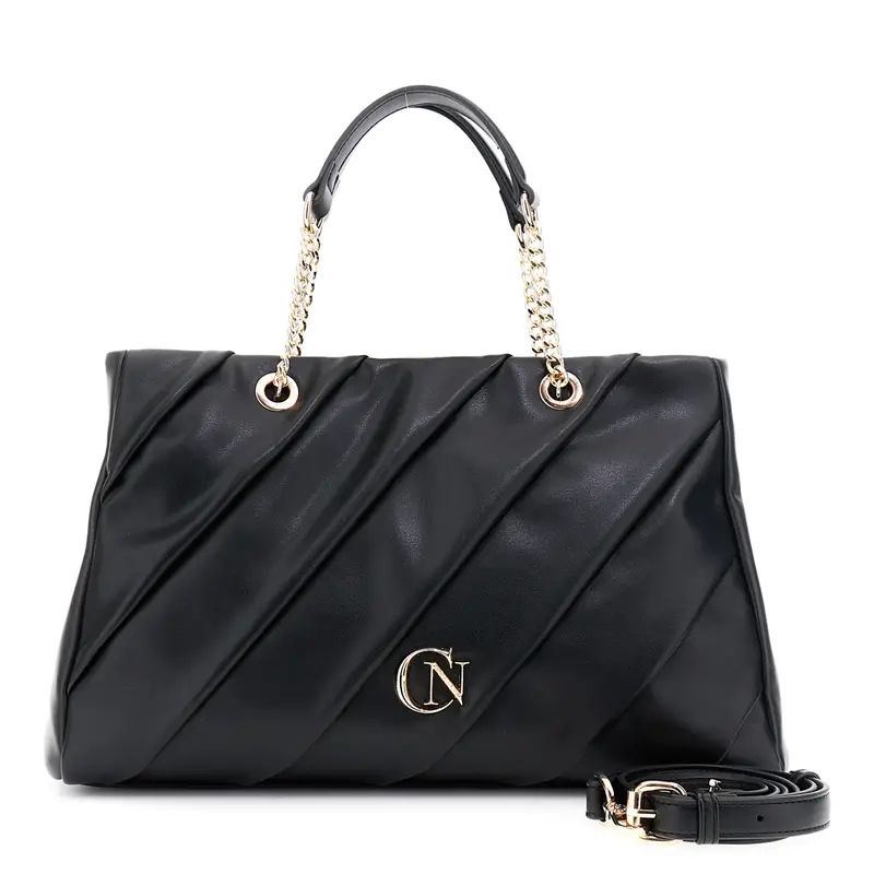 shopping con plissettatura,manici con catena nero