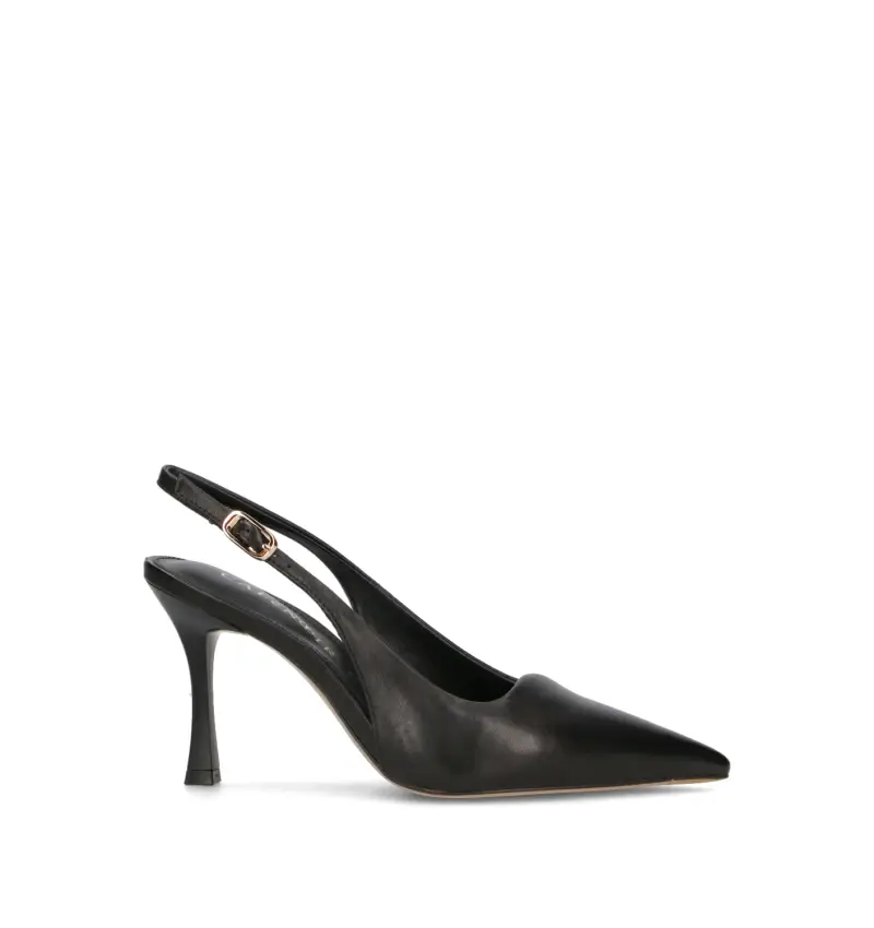 Slingback donna nera in pelle Vario