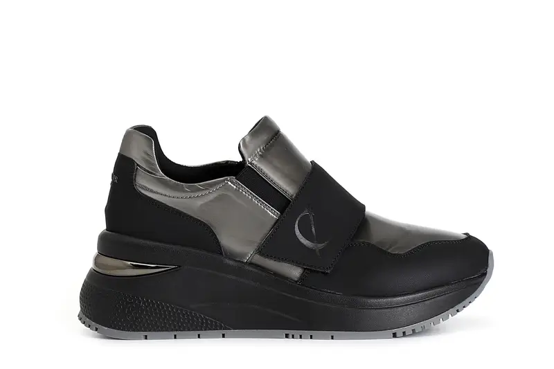 slip-on da donna in nylon nero/antracite