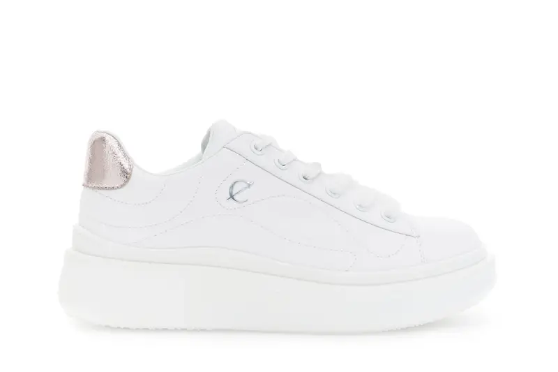 sneaker in pelle con motivo a onde bianco