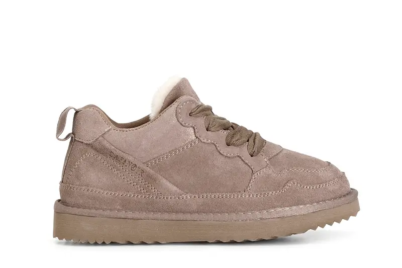 sneaker in pelle scamosciata taupe