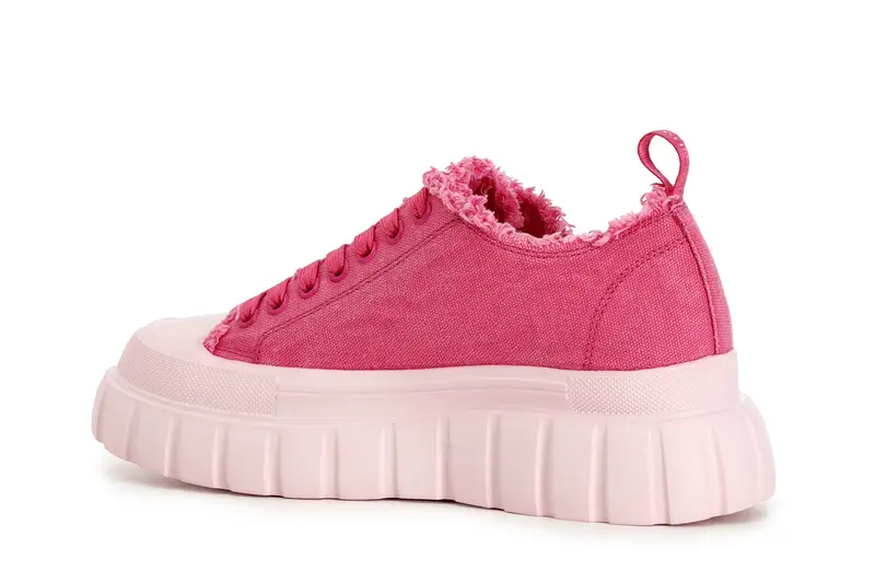 sneakers allacciate in tessuto sfrangiato fuxia miniatura 2