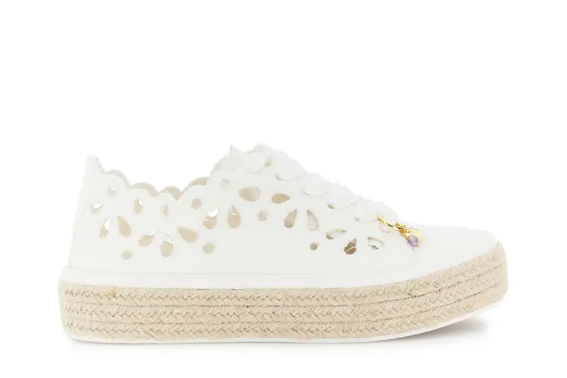 sneakers allacciate in tessuto traforato bianco