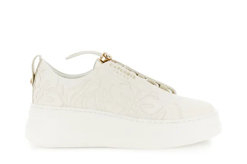sneakers con lacci elastici in pelle rivestita e decori off white
