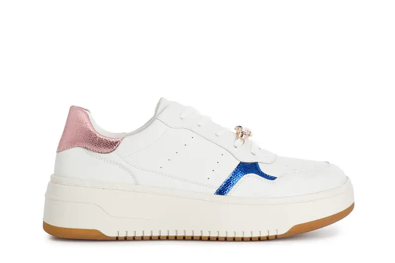 sneakers da donna in pelle con accessorio gioiello multi bianco