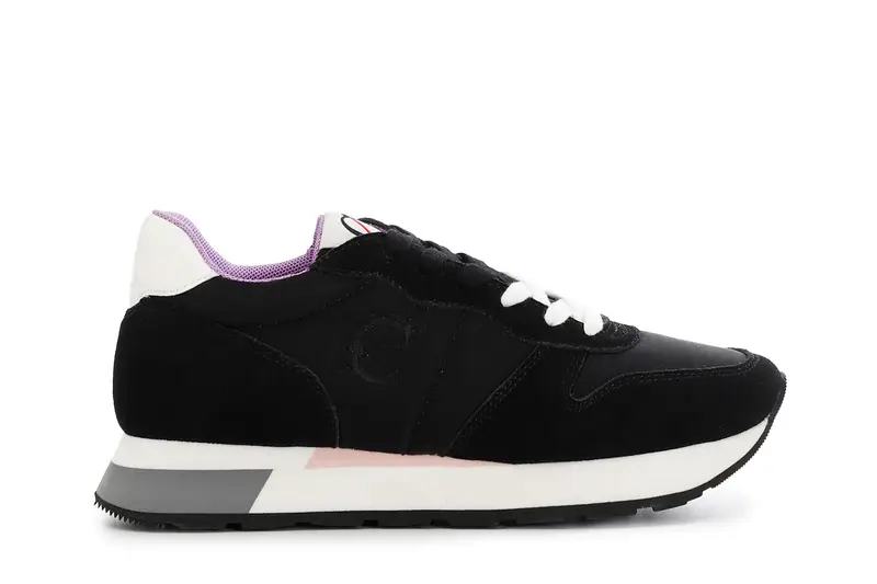 sneakers da donna in pelle scamosciata e tessuto nero