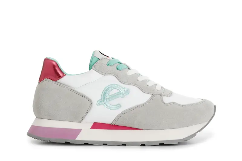 sneakers da donna in pelle scamosciata e tessuto off white