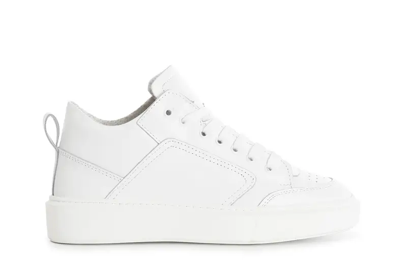 sneakers da uomo allacciate in pelle bianco