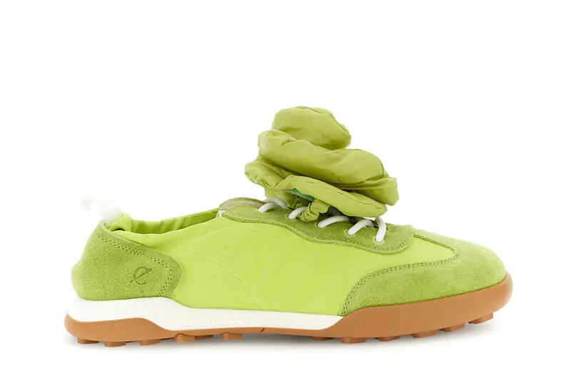 sneakers in nylon pelle scamosciata e accessorio removibile lime