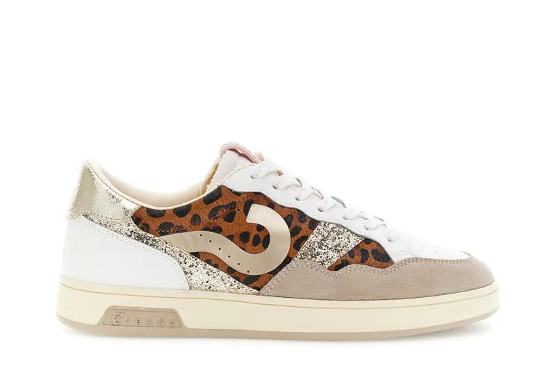 sneakers in pelle e cavallino maculato bianco/maculato