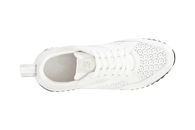 sneakers in pelle traforata con zeppa bianco miniatura 2