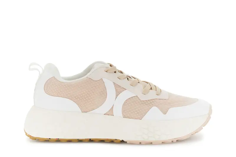 sneakers in tessuto bianco/cipria