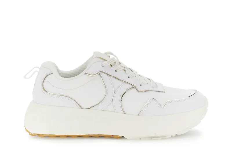 sneakers in tessuto e pelle rivestita bianco