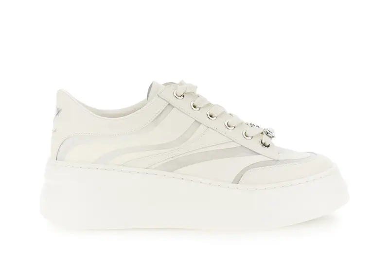 sneakers pelle rivestita e retina off white