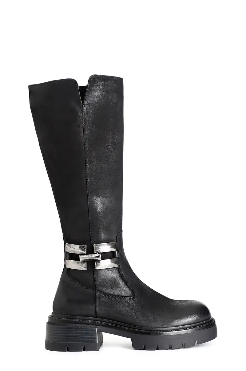 stivale in nabuk con morsetto nero