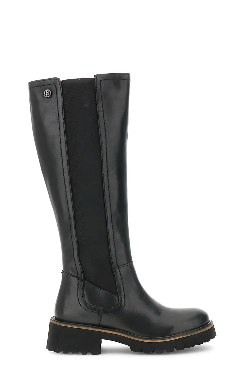 stivale in pelle con elastici nero