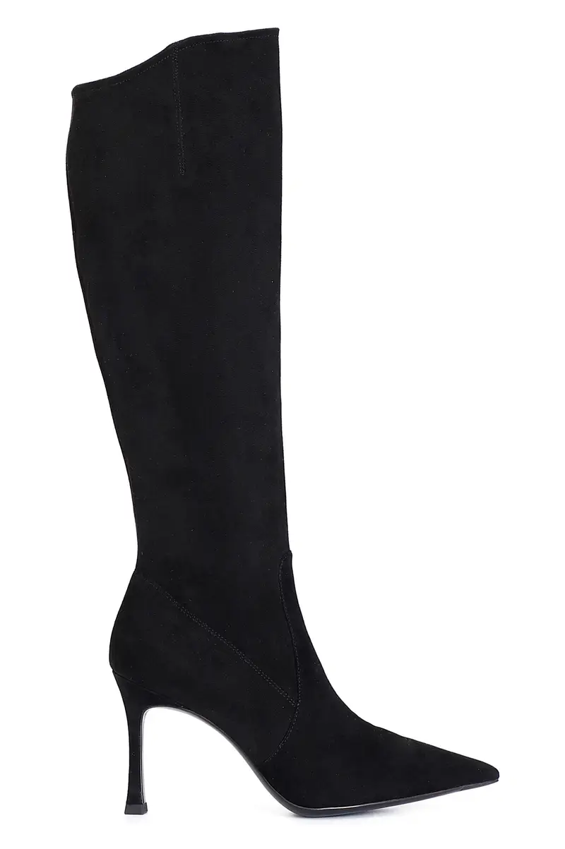 stivale in pelle e microfibra nero