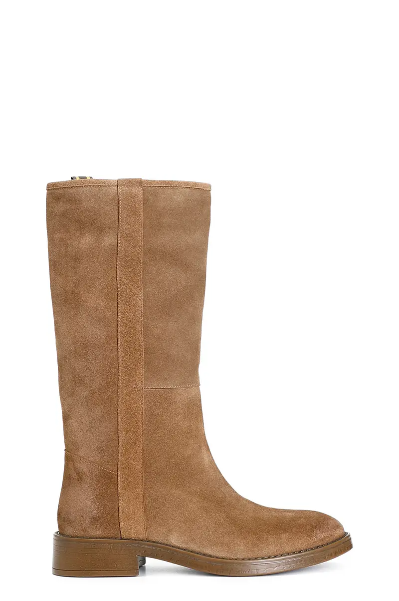 stivale in pelle scamosciata cuoio