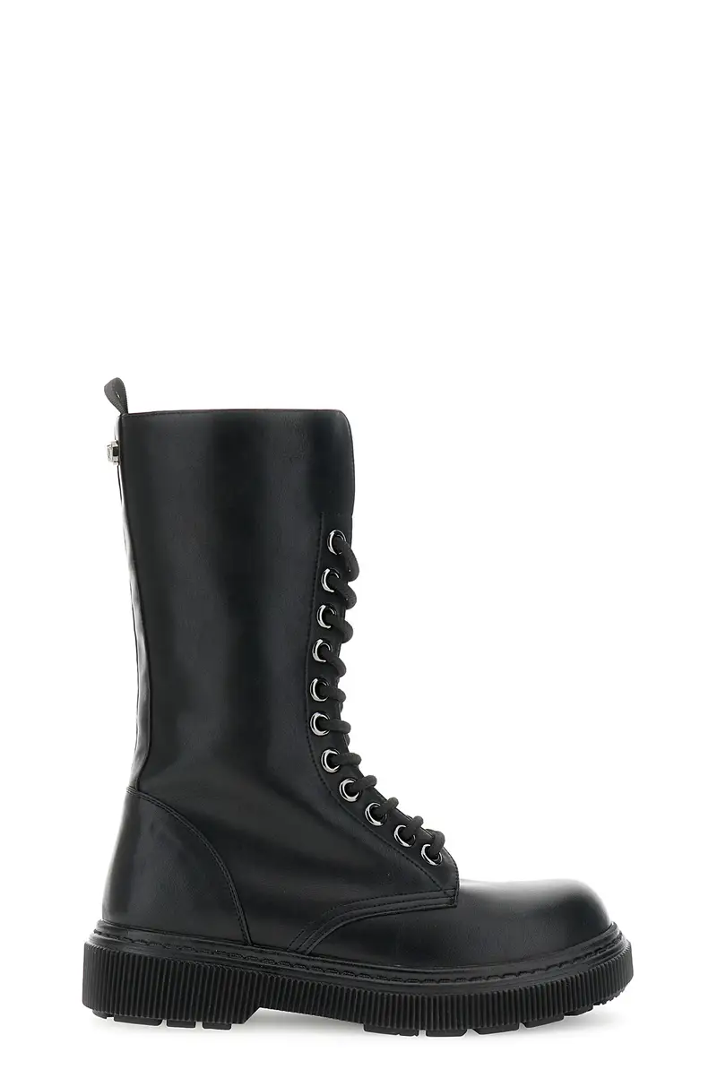 stivaletti donna allacciati in similpelle nero