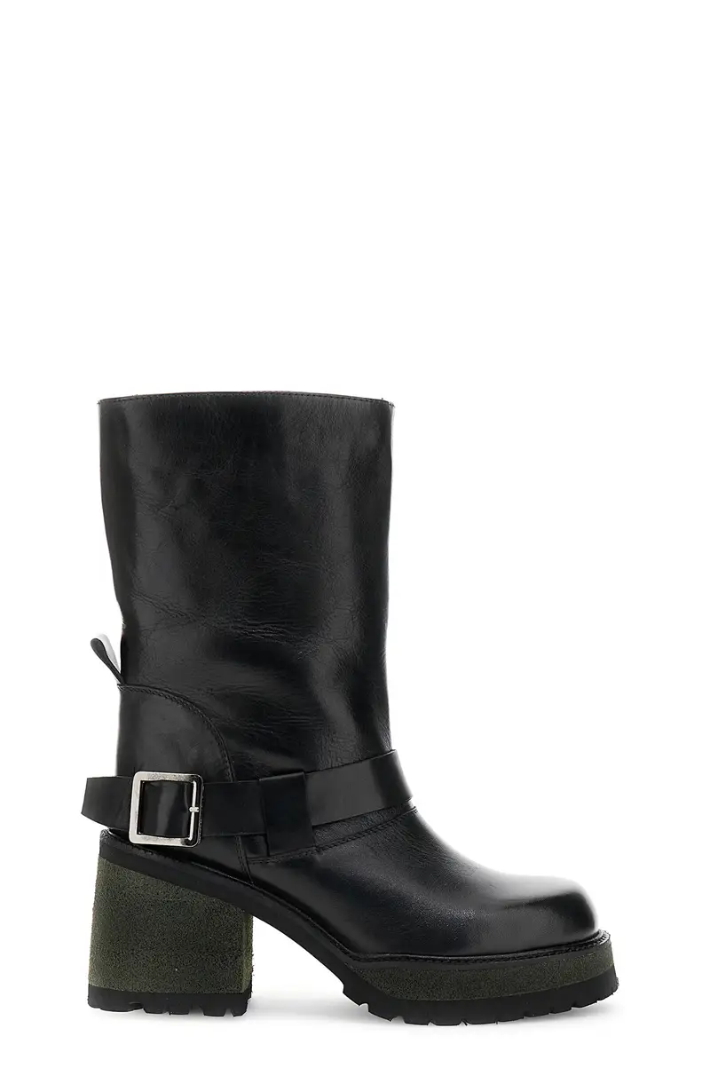stivaletti in pelle con cavigliera nero