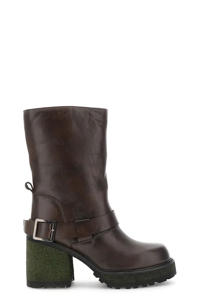 stivaletti in pelle con cavigliera t moro