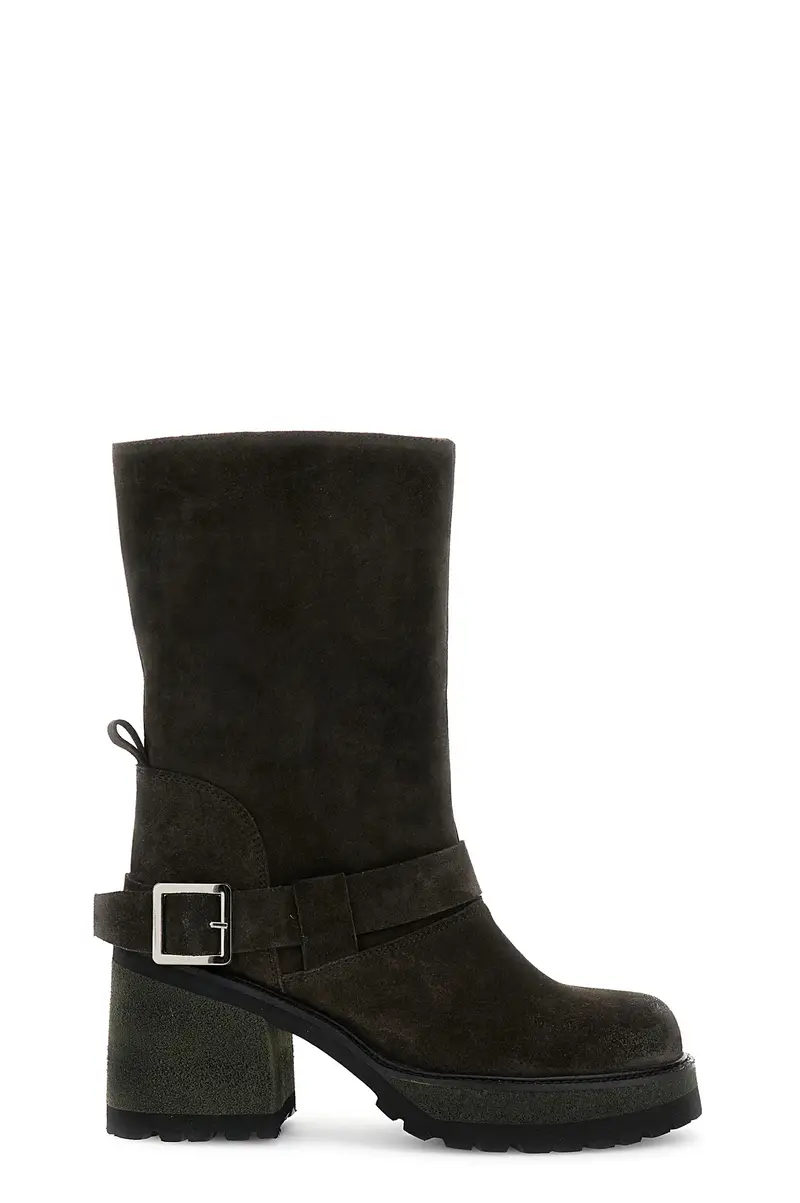 stivaletti in pelle scamosciata con cavigliera t moro