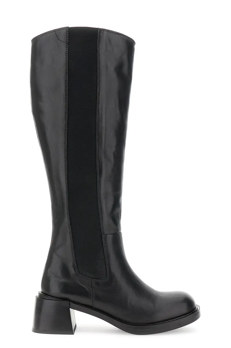 stivali in pelle con elastici nero