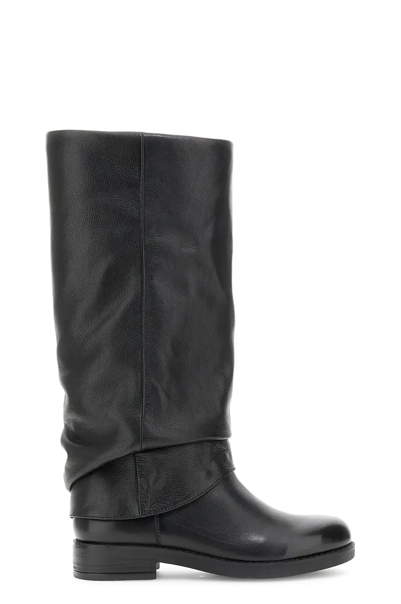 stivali in pelle con risvolta nero