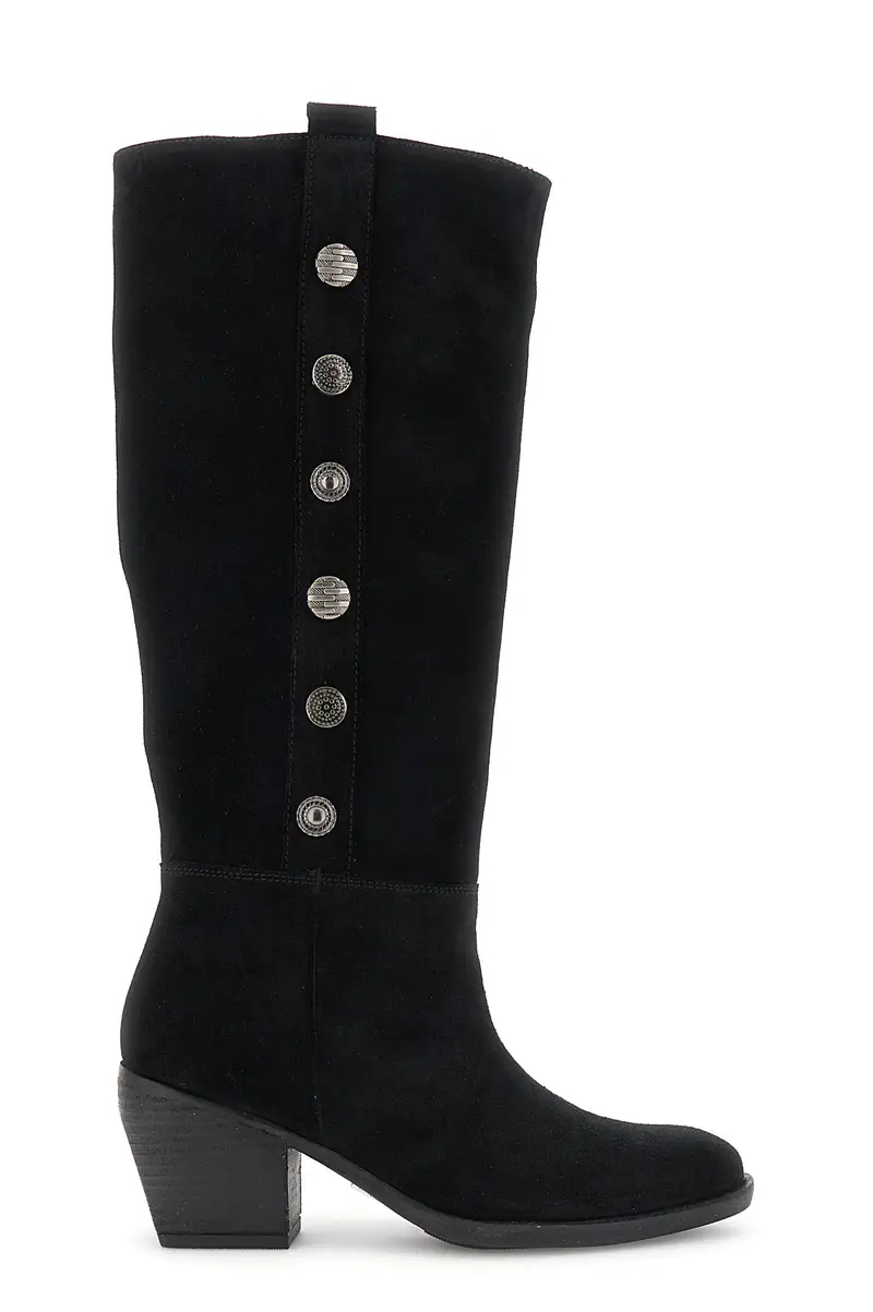 stivali in pelle scamosciata con bottoni ornamentali nero