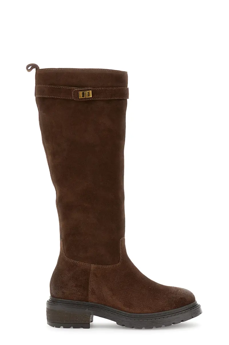 stivali in pelle scamosciata con cerniera t moro