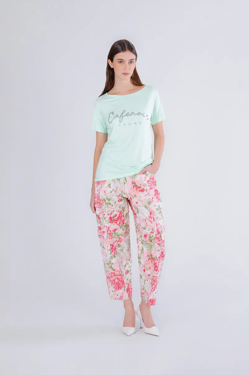 t-shirt girocollo con logo menta