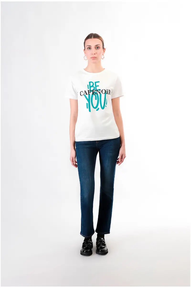 t-shirt manica corta con logo be you bianco