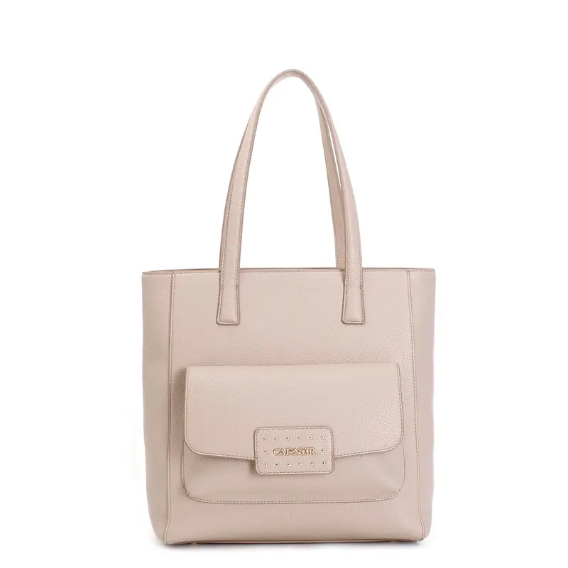 tote in materiale granoso ed effetto suede sul quadrante davanti, attacco manic taupe